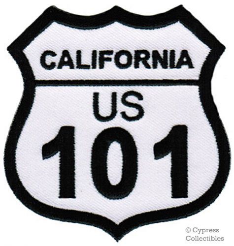 Highway 101 iron-on motorcycle biker patch road sign ca embroidered interstate