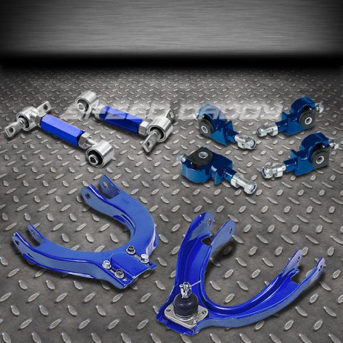 Blue 8pc front+rear camber control+adjuster suspension kit 88-91 civic/crx ed/ee