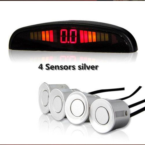 Silver car reverse 4 sensors reversing parking radar sound alert alarm system