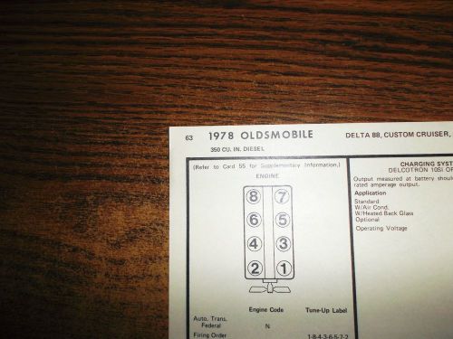 1978 oldsmobile olds eight series models 350 ci diesel v8 tune up chart