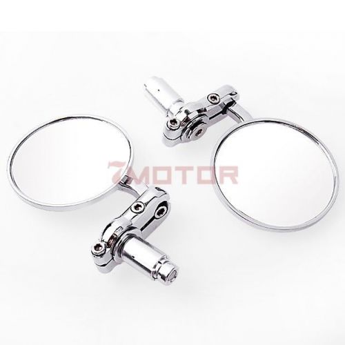 2x motorcycle bike for 7/8&#034; handle bar end side rear mirror chrome for honda 7m