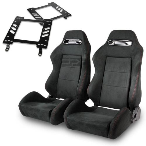 Type-r racing seat full black suede+silder+for firebird trans am 3gen bracket x2