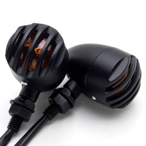 Bullet amber bulb motorcycle turn signal cruiser chopper custom light led black