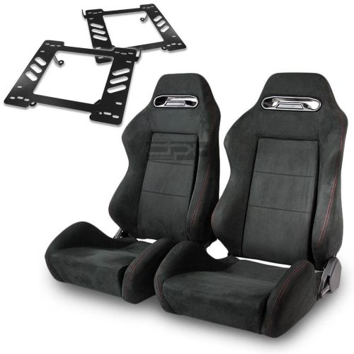 Type-r racing seat full black suede+silder/rail+for 97-06 wrangler tj bracket x2