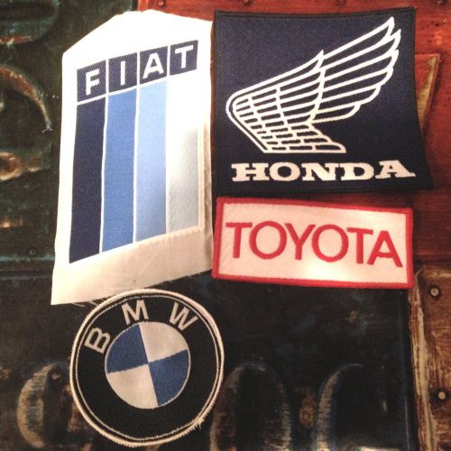 Vintage weaving motorsport badges patches toyota fiat honda bmw new nos