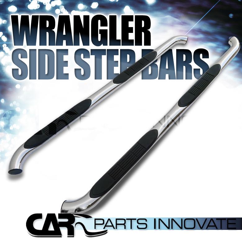 2007-2013 jeep wrangler 4dr 3" polished stainless steel side step nerf bars