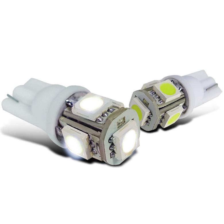 T10 194 w5w 2pcs 12v led light 5 smd wedge bulb hyper white