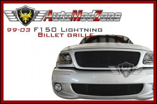 99-03 ford f150 lightning gloss black billet grille grill combo 2pc insert