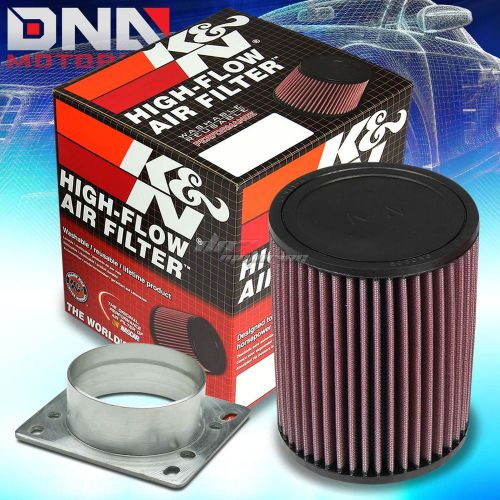 K&amp;n kn round straight 3&#034; air filter 6.5&#034;height ru-2820+intake maf sensor adaptor