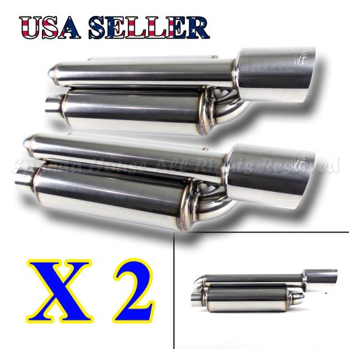 For ford! 2x usa na twin canister style deep tone sport exhaust muffler+ 4&#034; tip