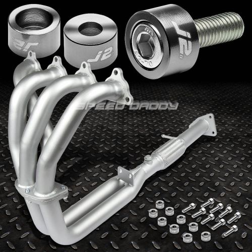 J2 for h23/bb2 ceramic coated exhaust manifold header+gun metal washer cup bolts