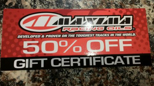 Maxima racing oil gift certificate