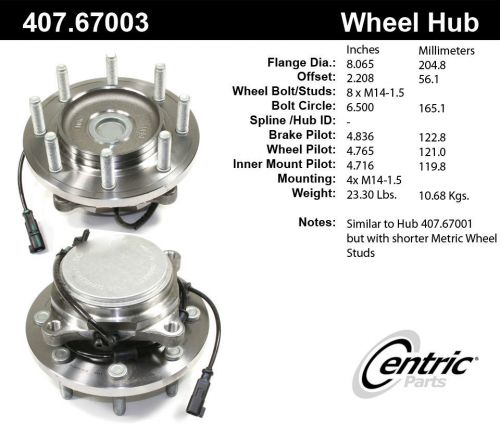 Centric parts 407.67003 front hub assembly