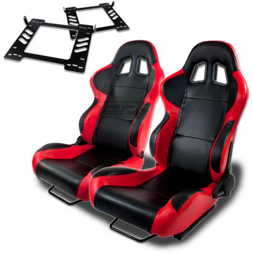 T-4 racing seat black red pvc+rail/rail+for 07-14 jeep wrangler 4-dr bracket x2