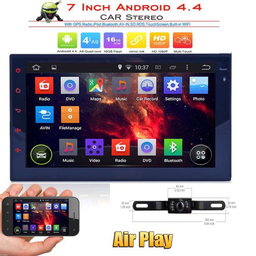 7&#034; 2din android 4.4 car dvd player gps wifi radio quad-core mirror-link + camera