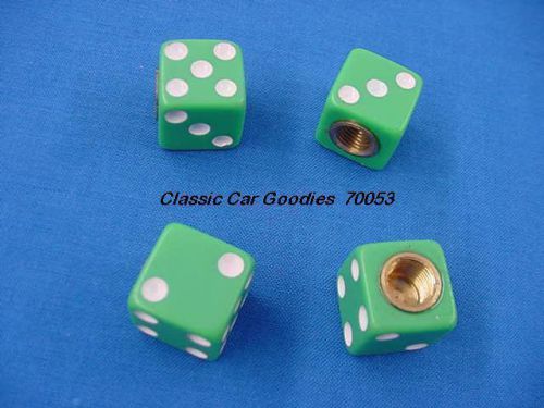 Tire valve caps &#034;green dice&#034; (4) new!