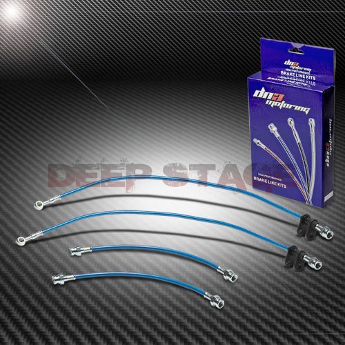 Stainless ss braided hose racing brake line 86-89 accord ca5/ca6 b20a drum blue