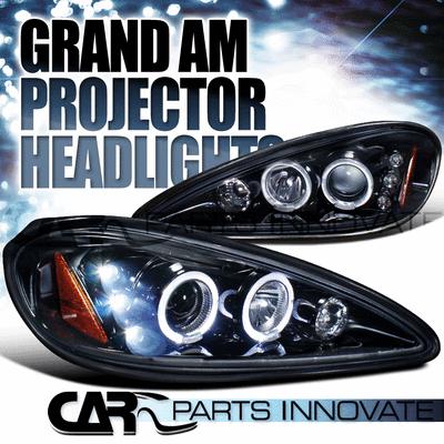 Glossy piano black pontiac 99-05 grand am tinted led projector headlights