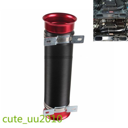 Universal car red 3&#034; multi flexible cold air intake pipe inlet hose tube duct