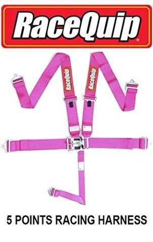 Racequip 711081 pink latch and link 5 point auto racing harness set (sfi 16.1 se