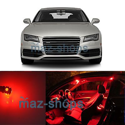 Red 10 pieces led lights interior package kit - canbus fit 2013 - 2014 audi a7