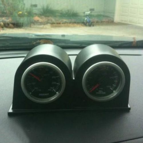 52mm 2&#034; two dual holes gauge cup meter dash pod mount holder black plastic abs