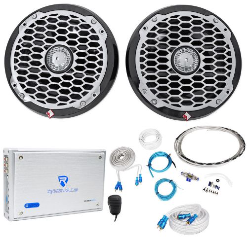 2) rockford fosgate pm2652b 6.5&#034; marine component speakers+4ch amplifier+amp kit