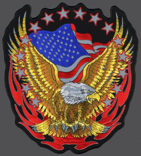 Reflective night vision eagle stars 12 inch biker patch