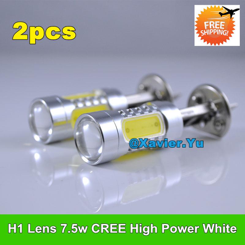 Super bright h1 7.5w car led bulb fog lamp driving light with lens 10-24v 2pcs a