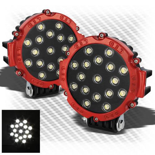 7" hyper white led suv/truck 4x4 off road 51w red round bumper fog lights set