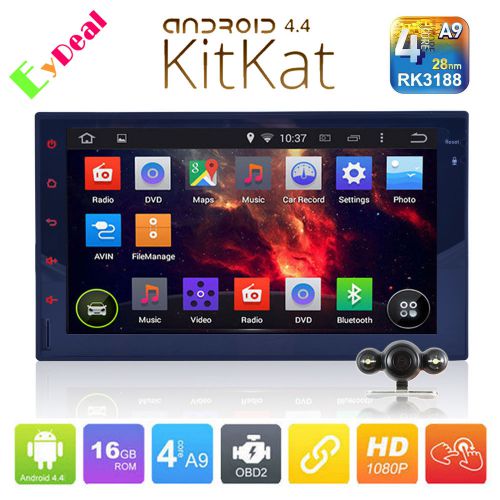 Car gps navi 7&#034;quad core android4.4 kitkat double 2din stereo wifi 3g radio+cam