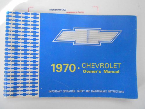 Original 1970 chevrolet full size car owners manual