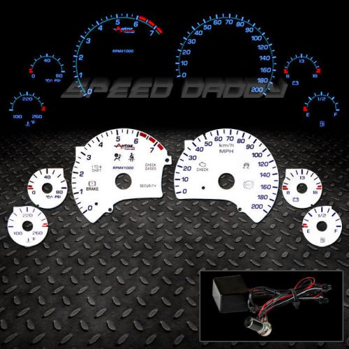 Auto concept reverse white indiglo glow gauge 97-04 chevrolet corvette c5 at/mt