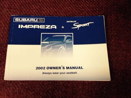 Subaru impreza owners manual 2002
