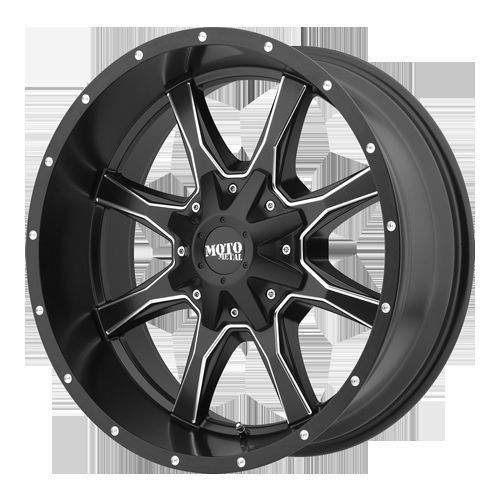 20x9 moto metal mo970 5,6,8 lug 4 new black/milled wheels free caps lugs stems