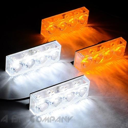 Amber+white emergency vehicle warning strobe flash light hazard warning lamp set