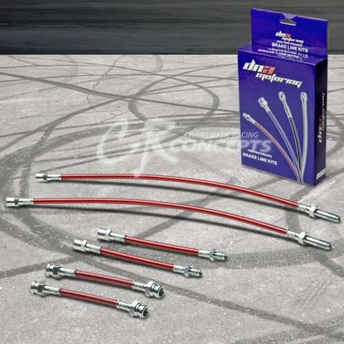 Jetta mk3 2.8 front/rear red stainless type racing brake line/hose pvc coat 4pc