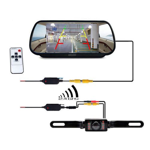 7&#034; lcd monitor/mirror car wireless backup rear view camera parking reverse kit