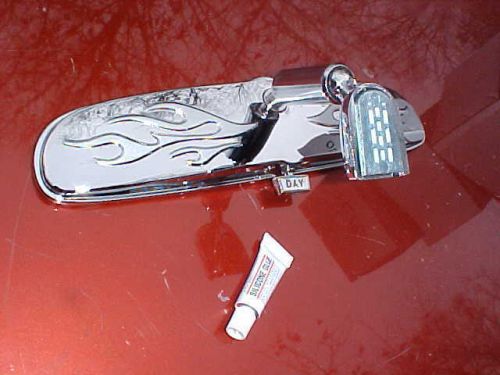 Chrome &amp; silver flame glue on custom rear view mirror,very nice rat hot rod