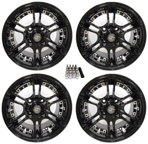 Madjax 10&#034; mirage black/silver golf cart wheels/rims yamaha