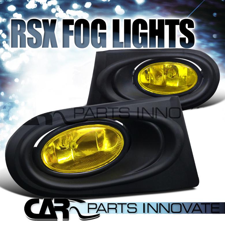 2002-2004 acura rsx yellow lens fog lights driving bumper lamp