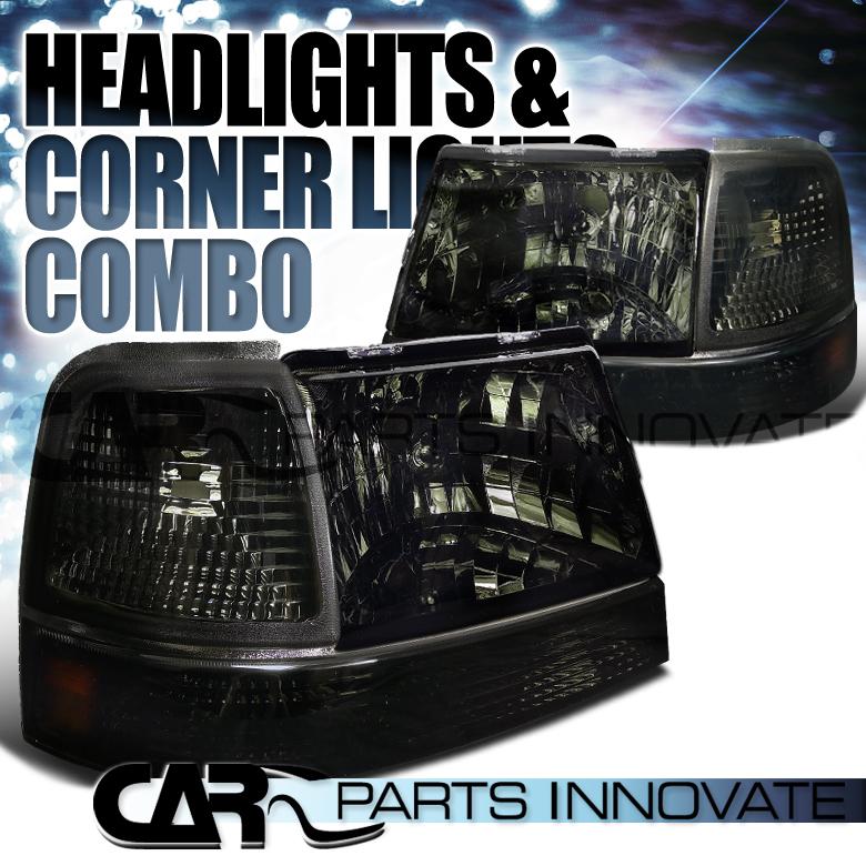 Ford 98-00 ranger headlights smoke+corner turn signal bumper lamp w/ amber