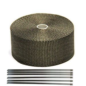 Titanium exhaust/header heat wrap, 2&#034; x 33&#039; roll with stainless ties kit 2015