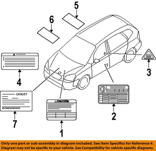 Kia oem 959253f020 labels-air bag label