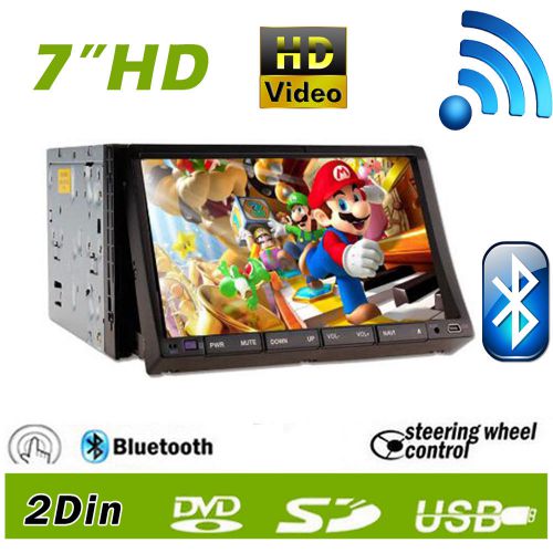 Double 2 din 7&#034; sliding screen gps navigation car stereo dvd player bt radio