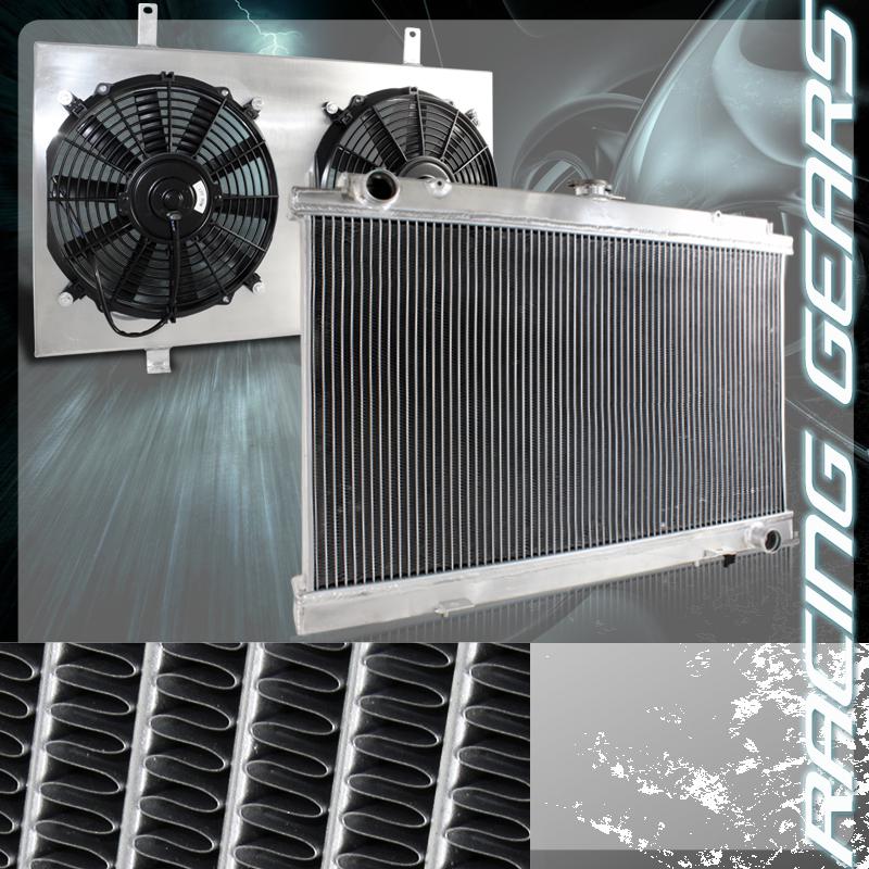 96-99 i30 95-99 maxima manual transmission 2 row aluminum radiator + fan shroud