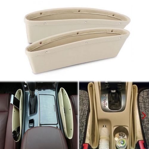 2x fit all car leather catcher storage organizer box caddy car seat slit pockets