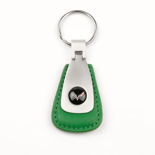 Chevrolet corvette c7 leather teardrop key chain fob – green