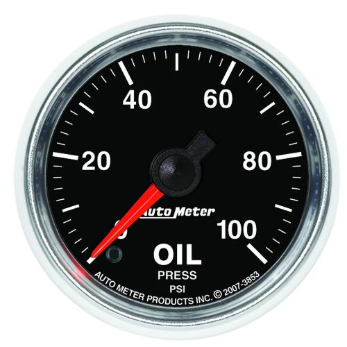 Autometer 3853 gs electric oil pressure gauge 2 1/16&#034; 0-100 psi full sweep