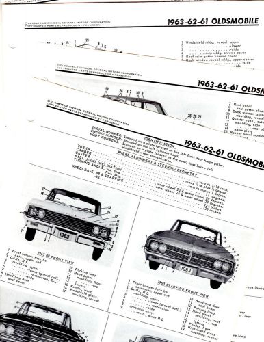 1961 1962 1963 oldsmobile 88 &amp; 98 starfire motors original body illustrations m2